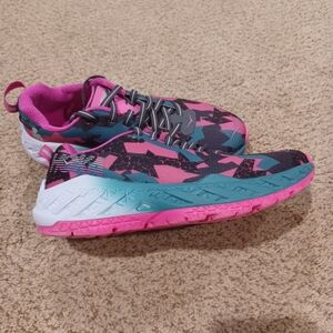 HOKA Ironman Clayton 2 camouflage-style print In Pink Womens Size 5.5